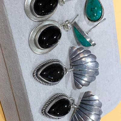 Nice Lot - SW Sterling Jewelry Lot - Signed J. Charley Pendant + Sterling Earrings & Rings