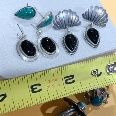 Nice Lot - SW Sterling Jewelry Lot - Signed J. Charley Pendant + Sterling Earrings & Rings