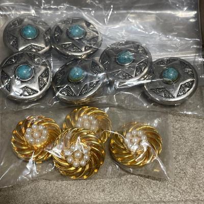 Button covers, lockets and hair clip