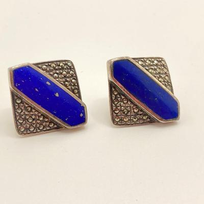LOT 32: Two Pair of Sterling and Lapis Pierced Earrings