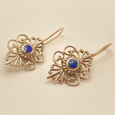 LOT 32: Two Pair of Sterling and Lapis Pierced Earrings