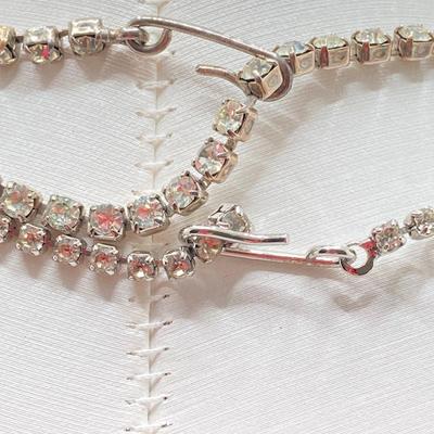 LOT 33: Faceted Crystal Beads 17", Double Strand Aurora Borealis Crystal Beads 17" and Rhinestone Necklaces and Earrings