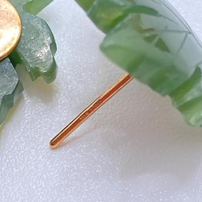 LOT 35: 10KT Gold Jade Pierced Earrings and Heart Shaped Enamel Trinket Box