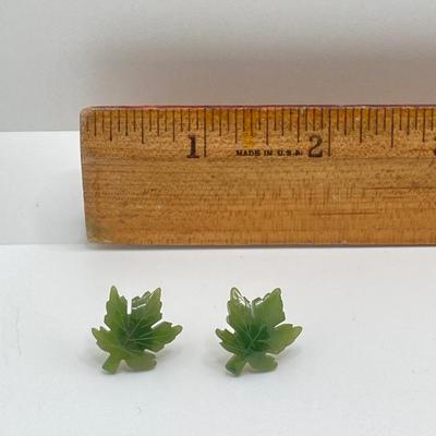 LOT 35: 10KT Gold Jade Pierced Earrings and Heart Shaped Enamel Trinket Box