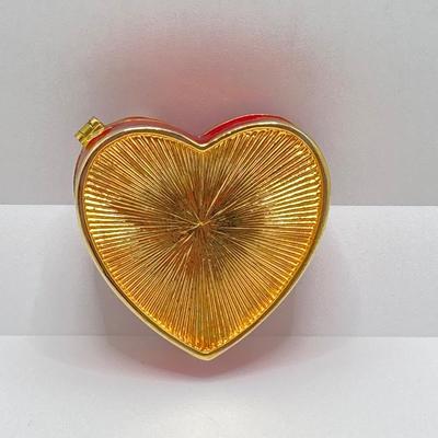 LOT 35: 10KT Gold Jade Pierced Earrings and Heart Shaped Enamel Trinket Box