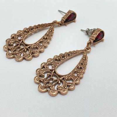 LOT 36: Collection of Pierced Dangle Earrings and Intricate Beaded / Stone Hair Combs