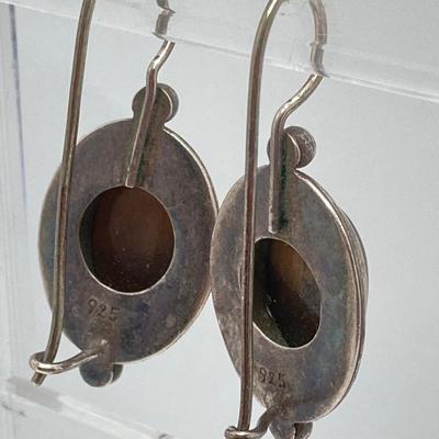 LOT 37: Two Pair of Vintage Sterling and Tigers Eye Pierced Earrings