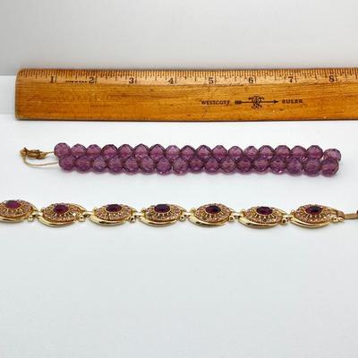 LOT 41: Aviva Stanoff Luxe Tribe Amethyst Bottle (14K Gold Plate), Faceted Glass Beads and More