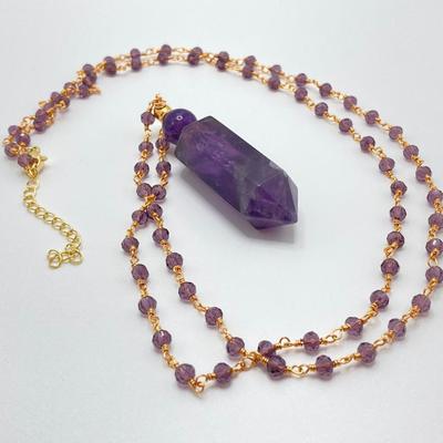 LOT 41: Aviva Stanoff Luxe Tribe Amethyst Bottle (14K Gold Plate), Faceted Glass Beads and More