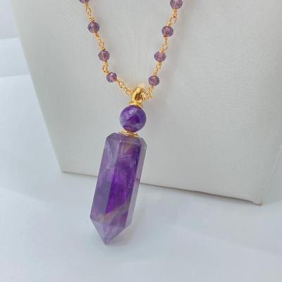 LOT 41: Aviva Stanoff Luxe Tribe Amethyst Bottle (14K Gold Plate), Faceted Glass Beads and More