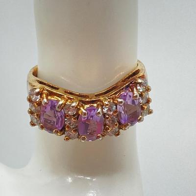 LOT 44: Sterling / Gold Vermeil and Amethyst Ring - Sz 7