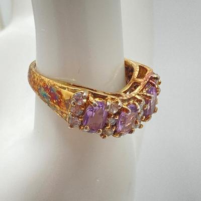 LOT 44: Sterling / Gold Vermeil and Amethyst Ring - Sz 7