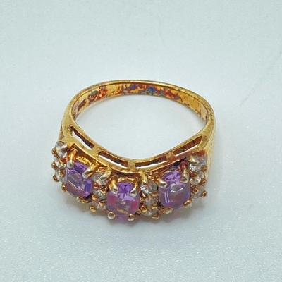 LOT 44: Sterling / Gold Vermeil and Amethyst Ring - Sz 7