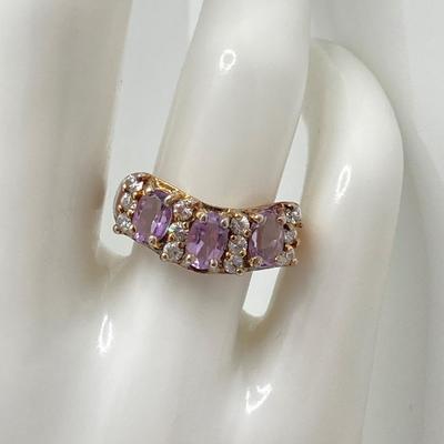 LOT 44: Sterling / Gold Vermeil and Amethyst Ring - Sz 7
