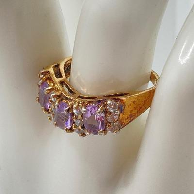 LOT 44: Sterling / Gold Vermeil and Amethyst Ring - Sz 7