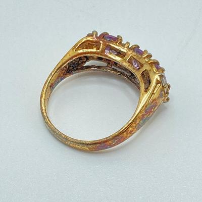 LOT 44: Sterling / Gold Vermeil and Amethyst Ring - Sz 7