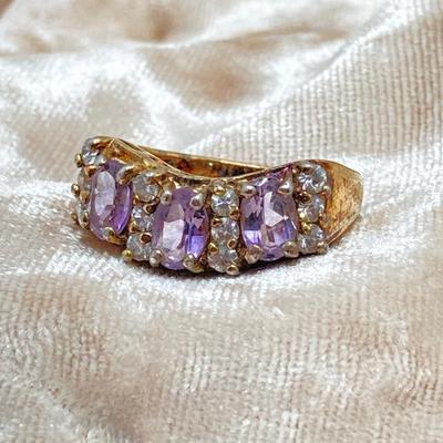 LOT 44: Sterling / Gold Vermeil and Amethyst Ring - Sz 7