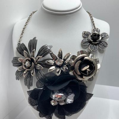 LOT 47: Black / Silver Floral Theme and More Statement Fashion Jewelry