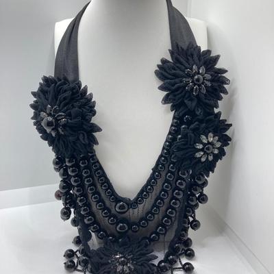 LOT 47: Black / Silver Floral Theme and More Statement Fashion Jewelry