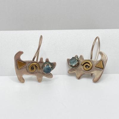 LOT 48: Two Pair of Sterling and Gemstone Style Pierced Earrings