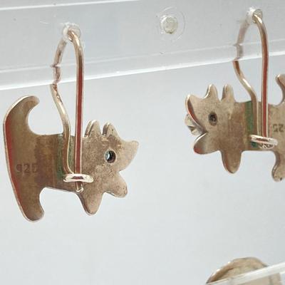 LOT 48: Two Pair of Sterling and Gemstone Style Pierced Earrings