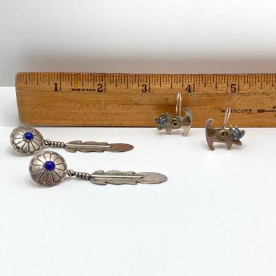 LOT 48: Two Pair of Sterling and Gemstone Style Pierced Earrings