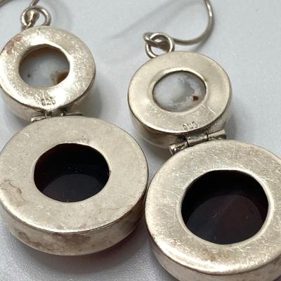 LOT 49: Three Pair of Druzy Style Pierced Earrings - (One 925 Cultured Pearl Druzy Included)