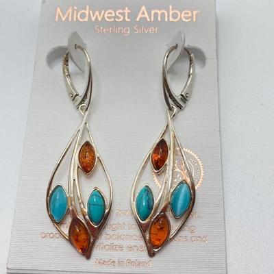 LOT 50: Sterling Pierced Earrings - Jold'en, Midwest Amber Gem, Molded Glass and More