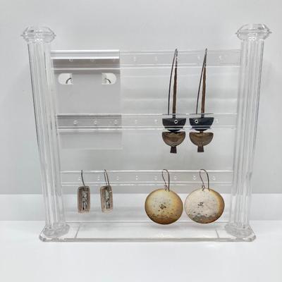 LOT 50: Sterling Pierced Earrings - Jold'en, Midwest Amber Gem, Molded Glass and More