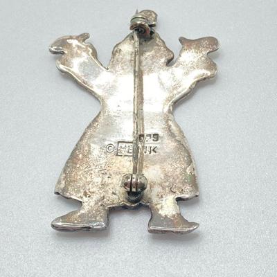 LOT 52: Sterling Mary Engelbreit Hearts in Basket Brooch, "Bloom" Girl with Water Can Brooch and Santa Claus Pin (MEINK)