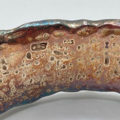 LOT 53: Vintage Artisan Signed O.S. Sterling Silver Druzy / CZ's, Freshwater Pearl Bangle Bracelet - TW 50.5g