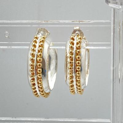 LOT 54: Gorham Sterling Angel Heart Charm Bracelet - 7" and Pair of Two Tone Hoop Earrings - TW 25.2g