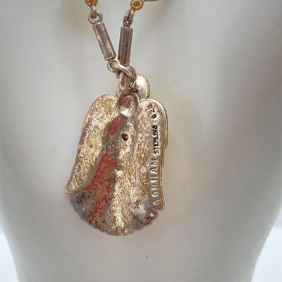 LOT 54: Gorham Sterling Angel Heart Charm Bracelet - 7" and Pair of Two Tone Hoop Earrings - TW 25.2g