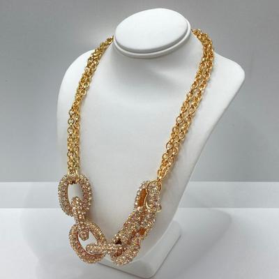 LOT 110: Metropolitan Museum of Art Watch, Van Dell Gold Filled Screw Back Earrings and Gold Tone Chain Link Rhinestone Necklace and More