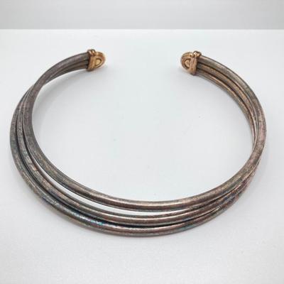 LOT 111: Vintage Sterling Collar Choker Necklace - TW 84.2g