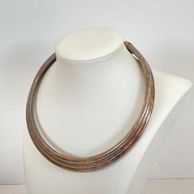 LOT 111: Vintage Sterling Collar Choker Necklace - TW 84.2g
