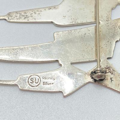 LOT 112: Vintage Sterling Brooch and Taxco Earrings