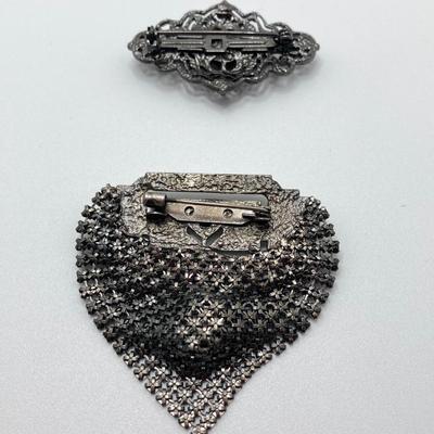 LOT 114: Collection of Vintage Brooch / Pins and Boma Mother of Pearl Marcasite Watch