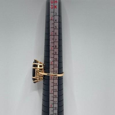 LOT 116: Sterling / Gold Vermeil and Gemstone Ring Sz 7.5, TW 3.3g and Roman Gold Plated 10KP Marquis Smoky Quartz Ring Sz 5.75