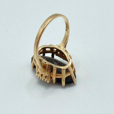 LOT 116: Sterling / Gold Vermeil and Gemstone Ring Sz 7.5, TW 3.3g and Roman Gold Plated 10KP Marquis Smoky Quartz Ring Sz 5.75