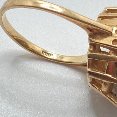 LOT 116: Sterling / Gold Vermeil and Gemstone Ring Sz 7.5, TW 3.3g and Roman Gold Plated 10KP Marquis Smoky Quartz Ring Sz 5.75