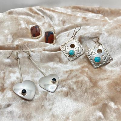 LOT 120: Vintage Taxco Sterling Pierced Earrings - TW 39.7g