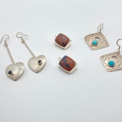 LOT 120: Vintage Taxco Sterling Pierced Earrings - TW 39.7g