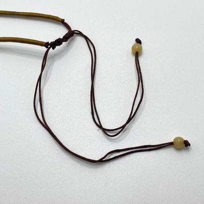 LOT 122: Unique Vintage Carved Floral Stone / Beaded Adjustable Necklaces