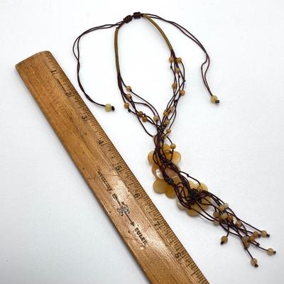 LOT 122: Unique Vintage Carved Floral Stone / Beaded Adjustable Necklaces