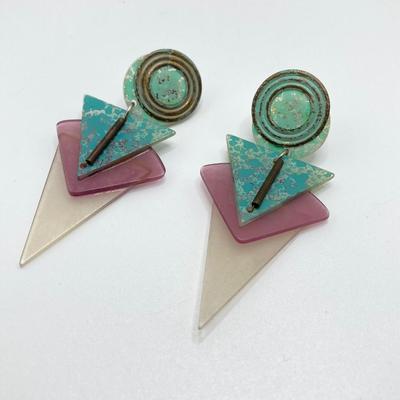 LOT 124: Vintage Jewelry Collection - Lacquer Bangle Bracelets, Hand Crafted Jewelry, Bangle Bracelets, Pierced Earrings and More