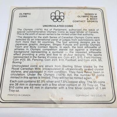 LOT 126: 1976 Olympic Special Commemorative Coins - Silver Canadian Coins and Collector Case