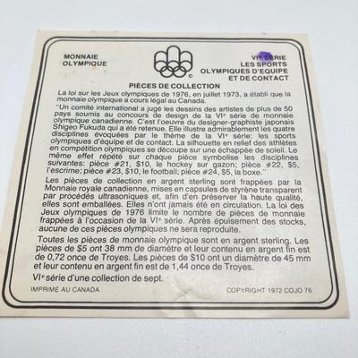LOT 126: 1976 Olympic Special Commemorative Coins - Silver Canadian Coins and Collector Case