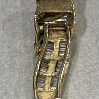 14k Yellow Gold w/ Baguettes Hanging Estate Pendant