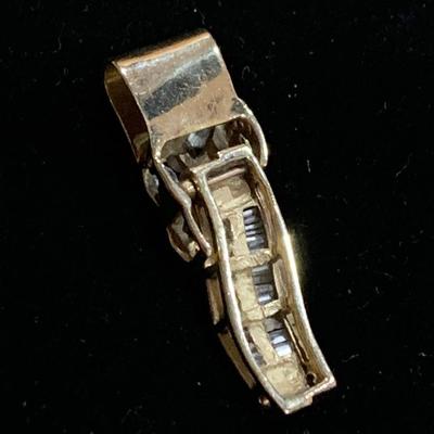 14k Yellow Gold w/ Baguettes Hanging Estate Pendant